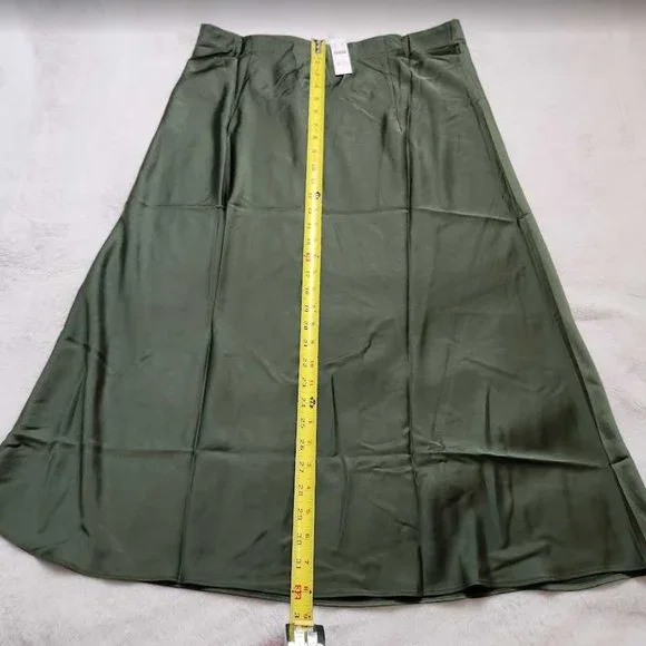 New women's  S  J Crew Gwyneth slip midi skirt in Utility Green - Picture 9 of 10